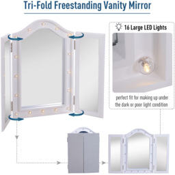 Portland White LED Trifold Freestanding Mirror - Size: 73 x 53.5cm - Wilko - thumbnail 6