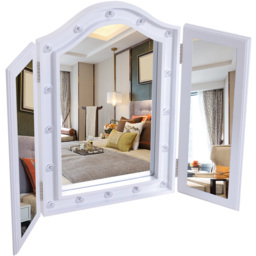 Portland White LED Trifold Freestanding Mirror - Size: 73 x 53.5cm - Wilko - thumbnail 4