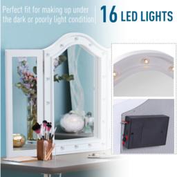 Portland White LED Trifold Freestanding Mirror - Size: 73 x 53.5cm - Wilko - thumbnail 7