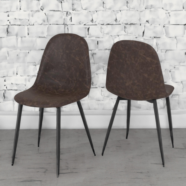 Seconique Athens Set of 2 Brown PU Leather Dining Chair - Wilko - image 1