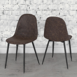 Seconique Athens Set of 2 Brown PU Leather Dining Chair - Wilko - thumbnail 1