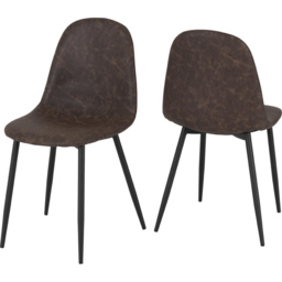 Seconique Athens Set of 2 Brown PU Leather Dining Chair - Wilko - thumbnail 3