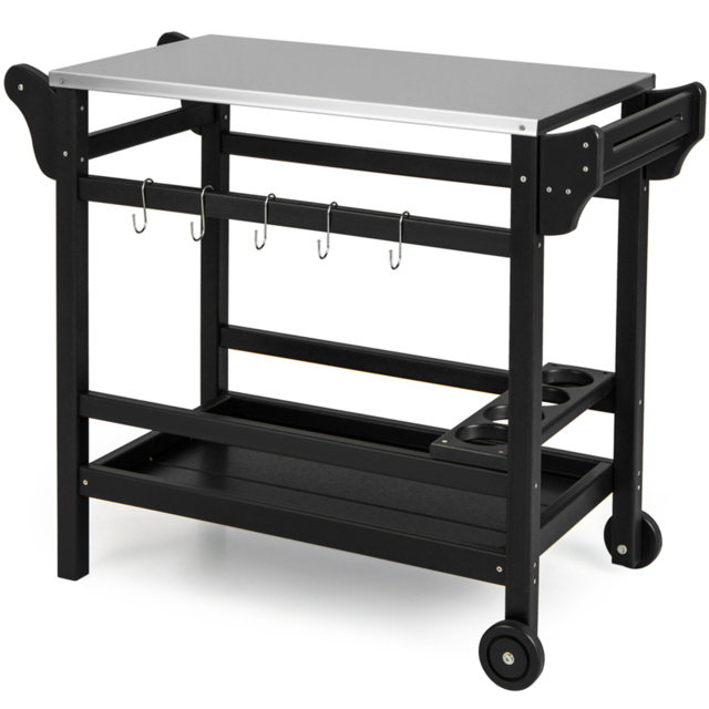 Costway Black Movable Outdoor Dining Cart - Size: 90 x 53 x 18cm - Wilko - image 1