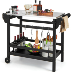Costway Black Movable Outdoor Dining Cart - Size: 90 x 53 x 18cm - Wilko - thumbnail 4
