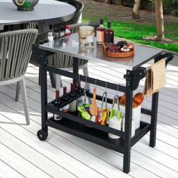 Costway Black Movable Outdoor Dining Cart - Size: 90 x 53 x 18cm - Wilko - thumbnail 6