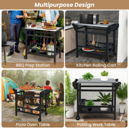 Costway Black Movable Outdoor Dining Cart - Size: 90 x 53 x 18cm - Wilko - thumbnail 7