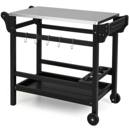 Costway Black Movable Outdoor Dining Cart - Size: 90 x 53 x 18cm - Wilko