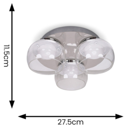ValueLights Alissa Chrome LED 3 Way Ceiling Light with Smoked Glass - Silver - Wilko - thumbnail 7