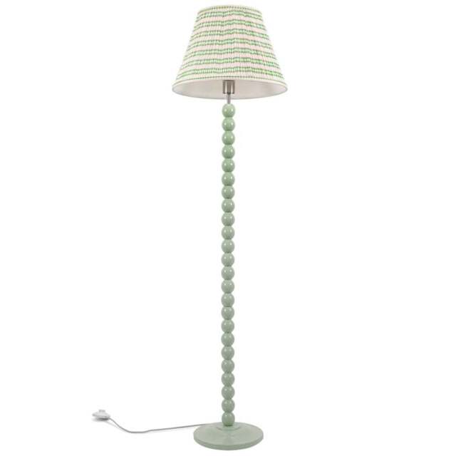 ValueLights Bobbins Pink Aztec Pleated Shade Sage Green LED Floor Lamp - Size: 149 x 40 x 40cm - Wilko - image 1