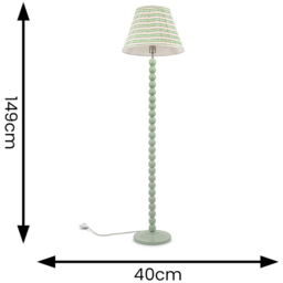 ValueLights Bobbins Pink Aztec Pleated Shade Sage Green LED Floor Lamp - Size: 149 x 40 x 40cm - Wilko - thumbnail 7