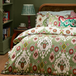 Paoletti Dawson Ikat King Size Reversible Green Duvet Set - Wilko - thumbnail 3