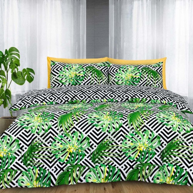 Velosso EasyCare Double Ethnic Leaf Reversible Duvet Set - Multi - Serene - Wilko - image 1