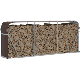 vidaXL Brown Galvanised Steel Firewood Log Holder 100 x 234 x 45cm - Wilko - thumbnail 3