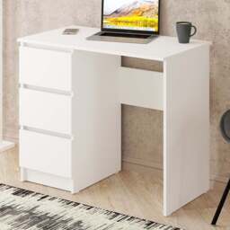 Shefa Cina 3 Drawer Computer Desk with Keyboard Tray White - Size: 77 x 90 x 50cm - Wilko - thumbnail 1
