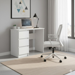 Shefa Cina 3 Drawer Computer Desk with Keyboard Tray White - Size: 77 x 90 x 50cm - Wilko - thumbnail 6