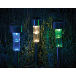 Luxform Fuego LED Solar Garden Spike Light 24 Pack - Size: 6.2 x 6.2 x 70cm - Silver - Wilko - thumbnail 4