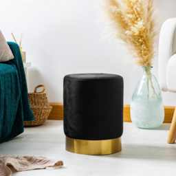 Harbour Housewares Black Velvet Round Pouffe Set of 2 - Size: 36 x 29 x 29cm - Wilko - thumbnail 4