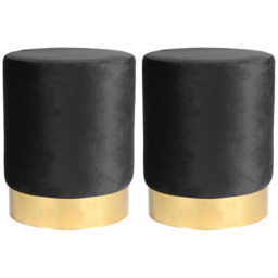 Harbour Housewares Black Velvet Round Pouffe Set of 2 - Size: 36 x 29 x 29cm - Wilko - thumbnail 3