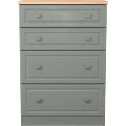 Crowndale Norfolk 4 Drawer Dusk Grey and Bardolino Oak Deep Chest of Drawers Ready Assembled - Dusk Grey & Bardolino Oak - Wilko - thumbnail 3