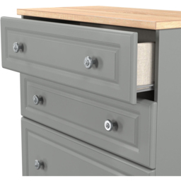 Crowndale Norfolk 4 Drawer Dusk Grey and Bardolino Oak Deep Chest of Drawers Ready Assembled - Dusk Grey & Bardolino Oak - Wilko - thumbnail 6