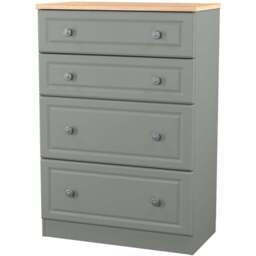 Crowndale Norfolk 4 Drawer Dusk Grey and Bardolino Oak Deep Chest of Drawers Ready Assembled - Dusk Grey & Bardolino Oak - Wilko - thumbnail 4