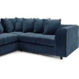 Luxor 5 Seater Navy Blue Jumbo Cord Scatter Back L Shaped Corner Sofa Set - Wilko - thumbnail 5