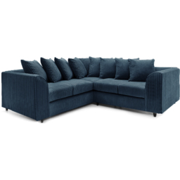 Luxor 5 Seater Navy Blue Jumbo Cord Scatter Back L Shaped Corner Sofa Set - Wilko - thumbnail 3