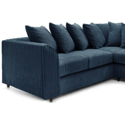 Luxor 5 Seater Navy Blue Jumbo Cord Scatter Back L Shaped Corner Sofa Set - Wilko - thumbnail 4