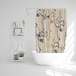 Benjamin Tate Design Cream Line Drawing of Faces Shower Curtain 170 x 170cm - Size: 170 x 170 x 1cm - Wilko - thumbnail 3