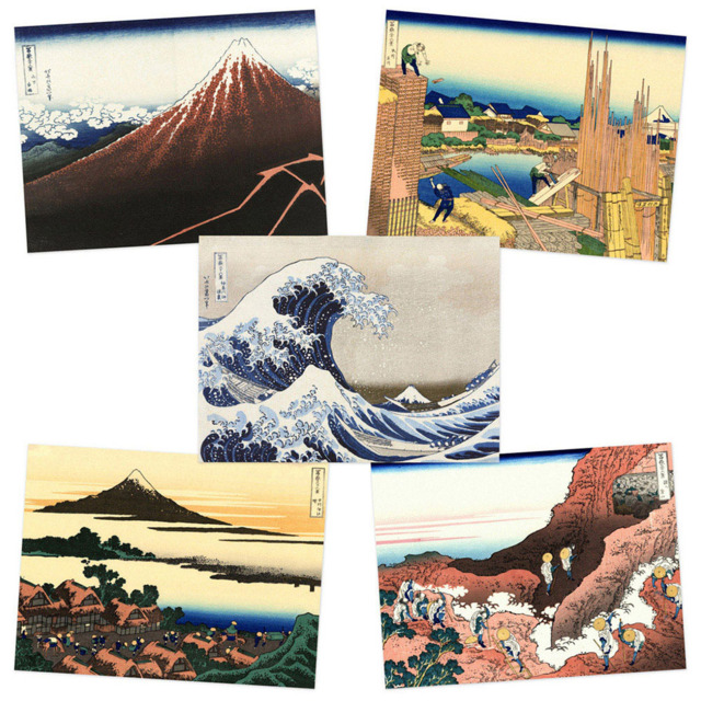 Artery8 Hokusai Views Mount Fuji Dawn Isawa Wall Art Print 30 x 41cm 5 Pack - Size: 40.5 x 30.5 x 0.3cm - Multi - Wilko - image 1