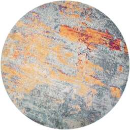 Kukoon Navy Blue and Ochre Distressed Abstract Rug 160cm - Size: 160 x 160cm - Wilko - thumbnail 1