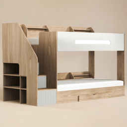 Flair Finn Single Oak and White Staircase Bunk Bed with Storage - Size: 158.8 x 116 x 242.4cm - Wilko - thumbnail 3