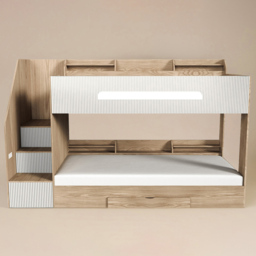 Flair Finn Single Oak and White Staircase Bunk Bed with Storage - Size: 158.8 x 116 x 242.4cm - Wilko - thumbnail 4