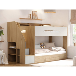 Flair Finn Single Oak and White Staircase Bunk Bed with Storage - Size: 158.8 x 116 x 242.4cm - Wilko - thumbnail 7