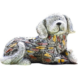 Marco Paul Stone Effect Resin Dog Garden Ornament - Size: 30 x 10 x 10cm - White - Wilko