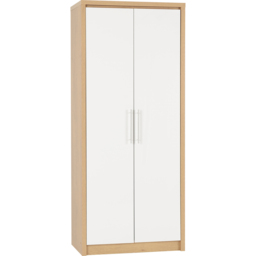 Seconique Seville 2 Door Gloss White and Light Oak Veneer Wardrobe - Wilko - thumbnail 3