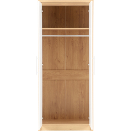 Seconique Seville 2 Door Gloss White and Light Oak Veneer Wardrobe - Wilko - thumbnail 5