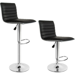 tectake Johannes Synthetic Leather Bar Stool Set of 2 - Size: 109 x 40 x 38cm - Black - Wilko - thumbnail 3