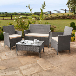 Comfy Living 4 Seater Light Grey Rattan Sofa Set - Wilko
