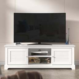 GFW Salcombe 2 Door 2 Shelf White TV Unit - Size: 39.8 x 150 x 50.4cm - Wilko