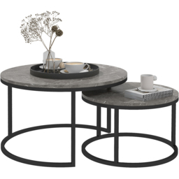 Portland Black Marble Effect Nest of Tables Set of 2 - Size: 78.5 x 78.5 x 46.5cm - Brown - Wilko - thumbnail 3