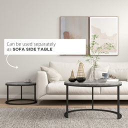 Portland Black Marble Effect Nest of Tables Set of 2 - Size: 78.5 x 78.5 x 46.5cm - Brown - Wilko - thumbnail 6