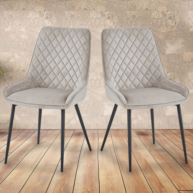 Baumhaus Signature Set of 2 Mink Velvet Dining Chair - Blue - Wilko - image 1