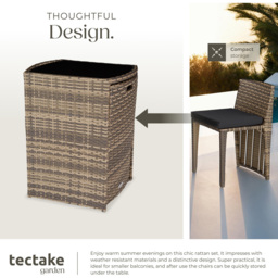 tectake Hamburg 2 Seater Rattan Garden Bistro Set Natural - Brown - Wilko - thumbnail 5