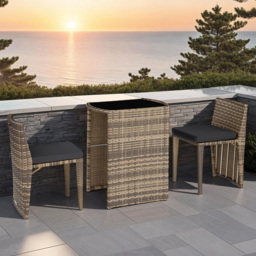 tectake Hamburg 2 Seater Rattan Garden Bistro Set Natural - Brown - Wilko - thumbnail 1