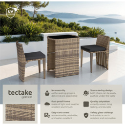 tectake Hamburg 2 Seater Rattan Garden Bistro Set Natural - Brown - Wilko - thumbnail 7