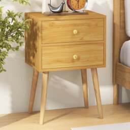 Costway 2 Drawer Natural Wooden Nightstand - Wilko