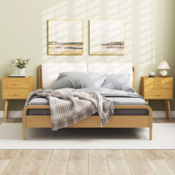 Costway 2 Drawer Natural Wooden Nightstand - Wilko - thumbnail 6