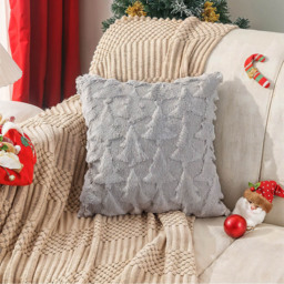 Living and Home Grey 3D Christmas Tree Soft Plush Cushion Cover 45 x 45cm - Size: 0.5 x 45 x 45cm - Wilko - thumbnail 3