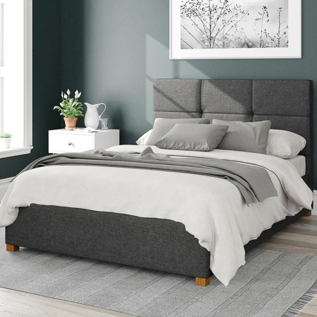 Aspire Caine Single Charcoal Saxon Twill Ottoman Bed - Grey - Aspire Beds - Wilko - image 1